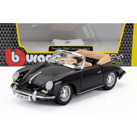 BURAGO PORSCHE 356B CABRIOLET 1961 - BLACK 1/24
