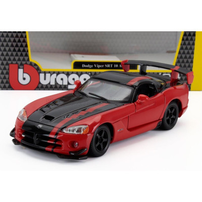 BURAGO DODGE VIPER SRT-10 COUPE 2003 - WITH RED LINE - RED BLACK 1/24