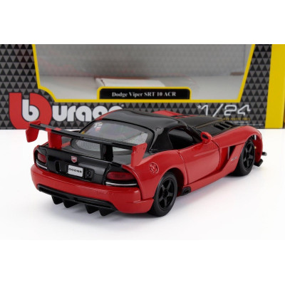BURAGO DODGE VIPER SRT-10 COUPE 2003 - WITH RED LINE - RED BLACK 1/24