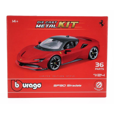 BURAGO FERRARI SF90 STRADALE HYBRID 1000hp 2019 - 36 PEZZI - 36 PCS - RED BLACK 1/24
