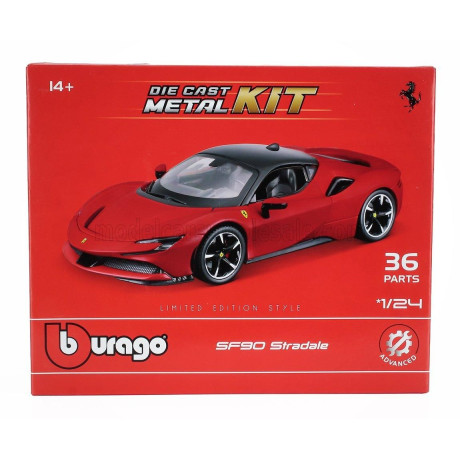 BURAGO FERRARI SF90 STRADALE HYBRID 1000hp 2019 - 36 PEZZI - 36 PCS - RED BLACK 1/24