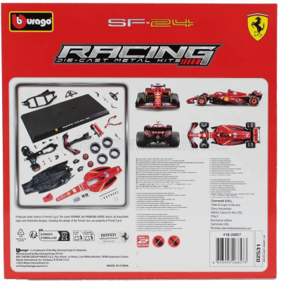 BURAGO FERRARI F1  SF-24 TEAM SCUDERIA FERRARI N 55 SEASON 2024 CARLOS SAINZ - RED BLACK 1/24