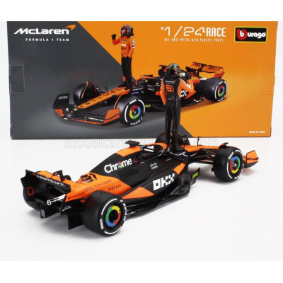 BURAGO McLAREN F1  MCL38 TEAM MCLAREN N 81 SEASON 2024 OSCAR PIASTRI - WITH PILOT - ORANGE BLACK 1/24
