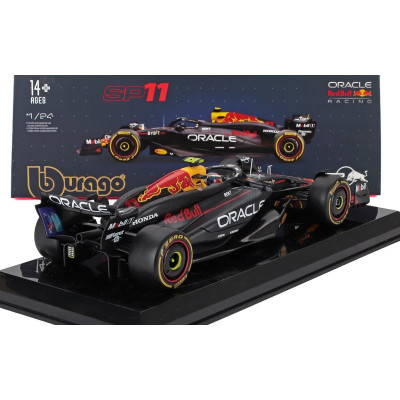 BURAGO RED BULL F1  RB20 TEAM ORACLE RED BULL RACING N 11 SEASON 2024 SERGIO PEREZ - WITH PILOT AND SHOWCASE - BLUE YELLOW RED 1