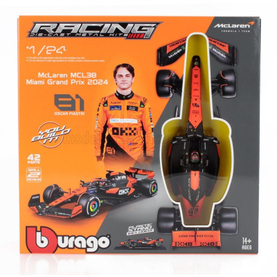 BURAGO McLAREN F1  MCL38 TEAM MCLAREN N 81 SEASON 2024 OSCAR PIASTRI - ORANGE BLACK 1/24