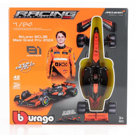 BURAGO McLAREN F1  MCL38 TEAM MCLAREN N 81 SEASON 2024 OSCAR PIASTRI - ORANGE BLACK 1/24