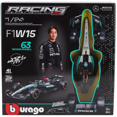 BURAGO MERCEDES GP F1  W15 EQ PERFORMANCE TEAM AMG PETRONAS MOTORSPORT N 63 SEASON 2024 GEORGE RUSSELL - BLACK SILVER GREEN 1/24