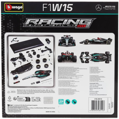 BURAGO MERCEDES GP F1  W15 EQ PERFORMANCE TEAM AMG PETRONAS MOTORSPORT N 63 SEASON 2024 GEORGE RUSSELL - BLACK SILVER GREEN 1/24
