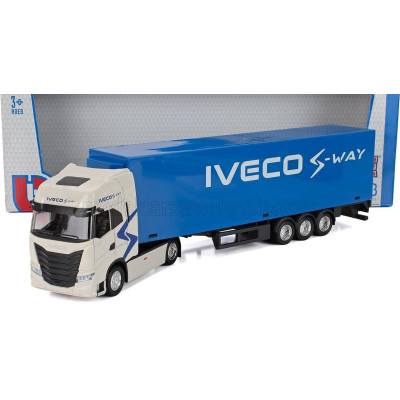BURAGO IVECO FIAT S-WAY 570 TRUCK CASSONATO 2021 - BLUE SILVER MET 1/43
