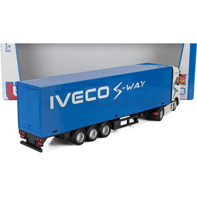 BURAGO IVECO FIAT S-WAY 570 TRUCK CASSONATO 2021 - BLUE SILVER MET 1/43