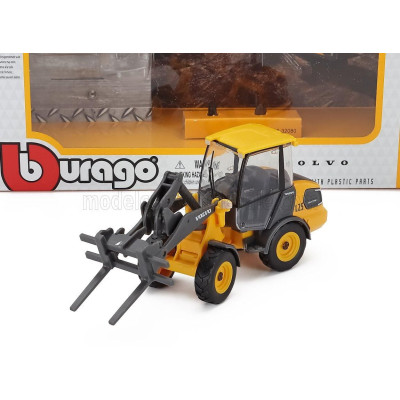 BURAGO VOLVO L25H RUSPA GOMMATA TRACTOR 2010 - SCRAPER - YELLOW BLACK 1/50