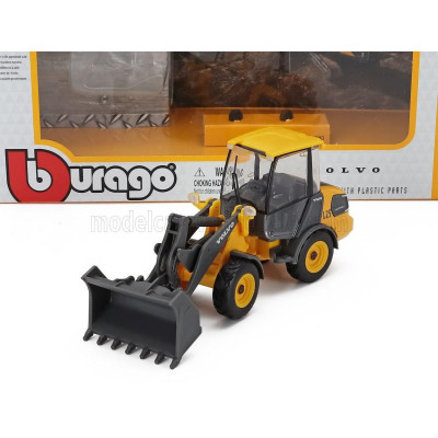 BURAGO VOLVO L25H RUSPA GOMMATA TRACTOR 2010 - SCRAPER - YELLOW BLACK 1/50