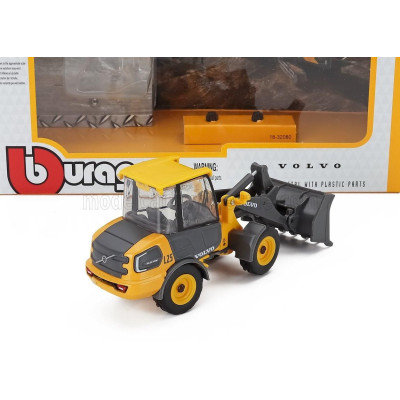 BURAGO VOLVO L25H RUSPA GOMMATA TRACTOR 2010 - SCRAPER - YELLOW BLACK 1/50