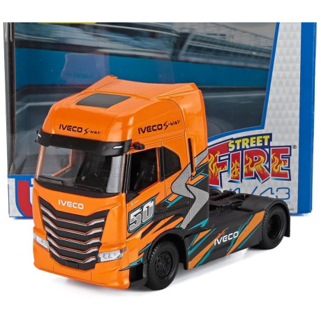BURAGO IVECO FIAT S-WAY 570 TRACTOR TRUCK 2-ASSI 2021 - ORANGE 1/43