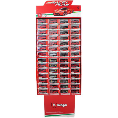 BURAGO FERRARI ESPOSITORE APERTO - FOR 112 CARS FERRARI 1/43 - SET BOX RACE&PLAY - Lungh.LENGHT cm 58.0 X Largh.WIDTH cm 14.3 X