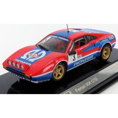 BURAGO FERRARI 308 GTB Gr.4 (night version) N 3 RALLY MONTECARLO 1982 JEAN CLAUDE ANDRUET - MICHELE PETIT BICHE - RED BLUE 1/43
