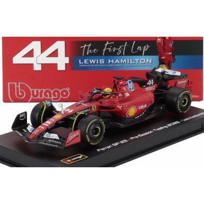 BURAGO FERRARI F1  SF-23 TEAM SCUDERIA FERRARI HP N 44 TEST FIORANO 2025 LEWIS HAMILTON - CON VETRINA - WITH SHOWCASE - RED BLAC