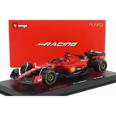 BURAGO FERRARI F1  SF-23 TEAM SCUDERIA FERRARI N 16 SEASON 2023 CHARLES LECLERC - WITH PILOT AND SHOWCASE - EXCLUSIVE CARMODEL -
