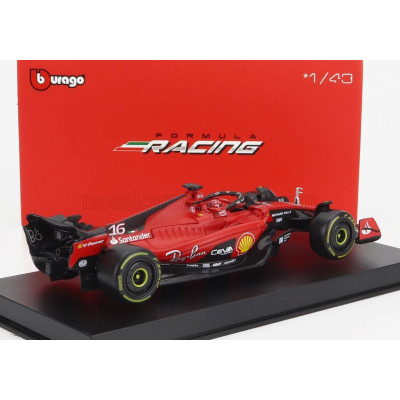 BURAGO FERRARI F1  SF-23 TEAM SCUDERIA FERRARI N 16 SEASON 2023 CHARLES LECLERC - WITH PILOT AND SHOWCASE - EXCLUSIVE CARMODEL -
