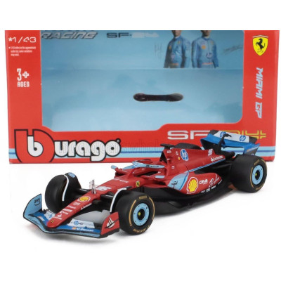 BURAGO FERRARI F1  SF-24 TEAM SCUDERIA FERRARI N 16 3rd MIAMI GP 2024 CHARLES LECLERC - RED BLACK LIGHT BLUE 1/43