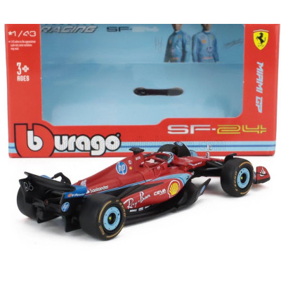 BURAGO FERRARI F1  SF-24 TEAM SCUDERIA FERRARI N 16 3rd MIAMI GP 2024 CHARLES LECLERC - RED BLACK LIGHT BLUE 1/43
