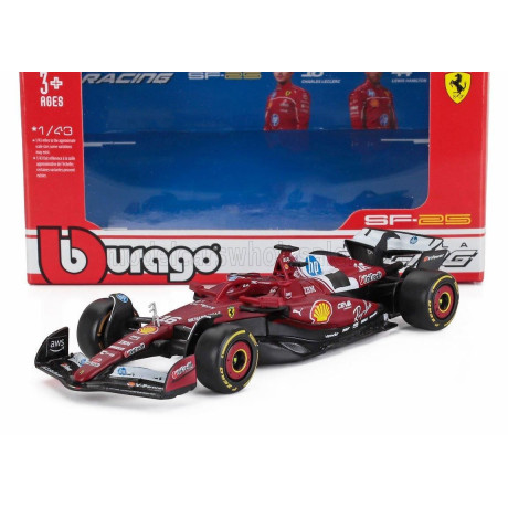 BURAGO FERRARI F1  SF-25 TEAM SCUDERIA FERRARI HP N 16 SEASON 2025 CHARLES LECLERC - RED 1/43