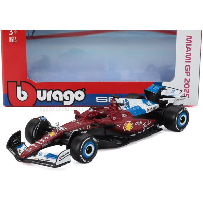 BURAGO FERRARI F1  SF-25 TEAM SCUDERIA FERRARI HP N 16 MIAMI GP 2025 CHARLES LECLERC - RED WHITE BLUE 1/43