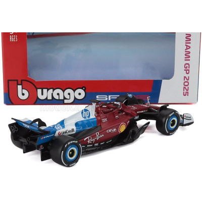 BURAGO FERRARI F1  SF-25 TEAM SCUDERIA FERRARI HP N 16 MIAMI GP 2025 CHARLES LECLERC - RED WHITE BLUE 1/43