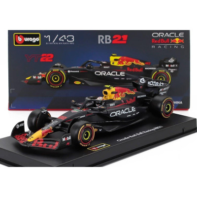 BURAGO RED BULL F1  RB21 TEAM ORACLE RED BULL RACING N 22 SEASON 2025 YUKI TSUNODA - WITH PILOT AND SHOWCASE - BLUE YELLOW RED 1