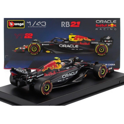 BURAGO RED BULL F1  RB21 TEAM ORACLE RED BULL RACING N 22 SEASON 2025 YUKI TSUNODA - WITH PILOT AND SHOWCASE - BLUE YELLOW RED 1