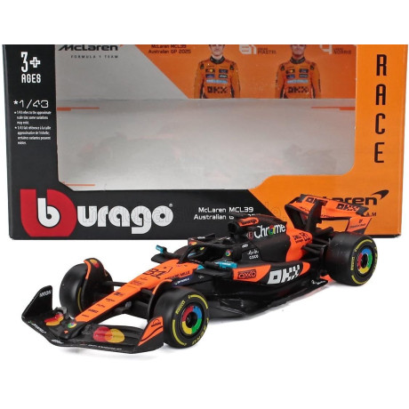 BURAGO McLAREN F1  MCL39 TEAM MCLAREN N 81 SEASON GP 2025 OSCAR PIASTRI - ORANGE BLACK 1/43