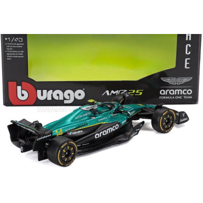 BURAGO ASTON MARTIN F1  AMR25 TEAM ARAMCO COGNIZANT N 14 SEASON 2025 FERNANDO ALONSO - GREEN BLACK 1/43