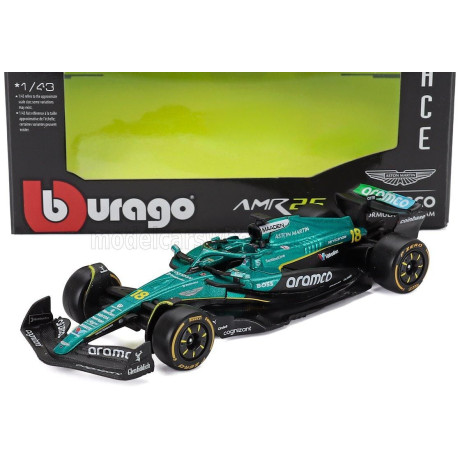 BURAGO ASTON MARTIN F1  AMR25 TEAM ARAMCO COGNIZANT N 18 SEASON 2025 LANCE STROLL - GREEN BLACK 1/43