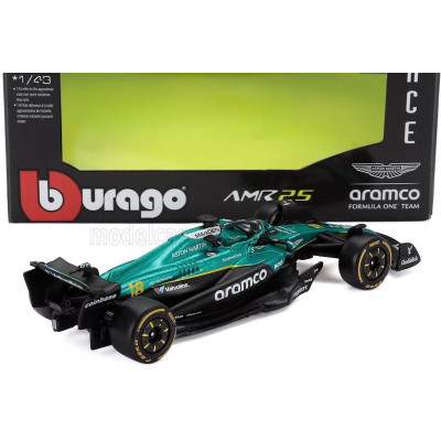 BURAGO ASTON MARTIN F1  AMR25 TEAM ARAMCO COGNIZANT N 18 SEASON 2025 LANCE STROLL - GREEN BLACK 1/43