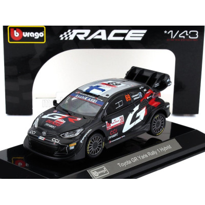 BURAGO TOYOTA YARIS GR RALLY1 HYBRID TEAM TOYOTA GAZOO RACING WRT N 69 RALLY 2024 KALLE ROVANPERA - JONNE HALTTUNEN - BLACK 1/43