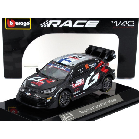 BURAGO TOYOTA YARIS GR RALLY1 HYBRID TEAM TOYOTA GAZOO RACING WRT N 69 RALLY 2024 KALLE ROVANPERA - JONNE HALTTUNEN - BLACK 1/43
