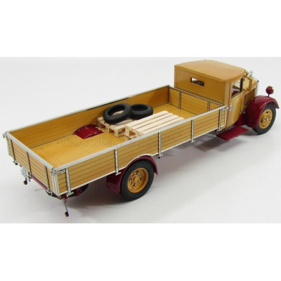 CMC MERCEDES BENZ LO2750 LKW PLATFORM TRUCK CASSONATO 1933 - YELLOW RED 1/18