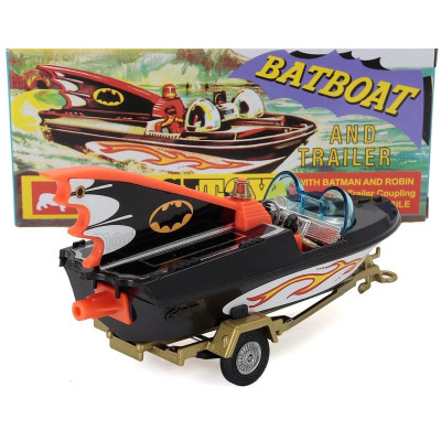 CORGI BATMAN BATBOAT + TRAILER WITH BATMAN AND ROBIN - BLACK 1/46