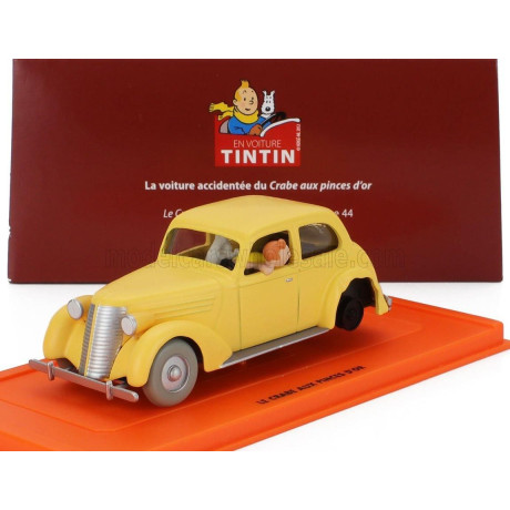 EDICOLA TIN TIN TIN TIN LA VOITURE ACCIDENTEE DU CRABE AUX PRINCES D'OR 1944 - MATT YELLOW 1/43
