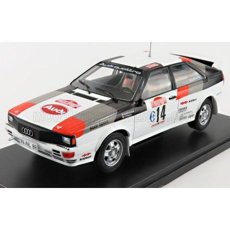 EDICOLA AUDI QUATTRO A1 N 14 WINNER RALLY SANREMO 1981 MICHELE MOUTON - FABRIZIA PONS - WHITE BLACK RED 1/24
