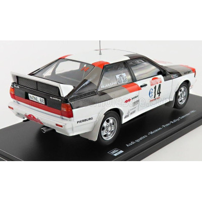 EDICOLA AUDI QUATTRO A1 N 14 WINNER RALLY SANREMO 1981 MICHELE MOUTON - FABRIZIA PONS - WHITE BLACK RED 1/24