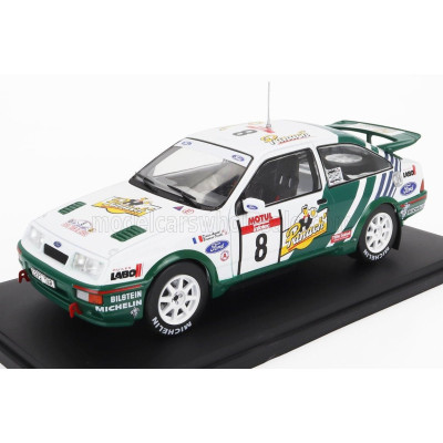 EDICOLA FORD ENGLAND SIERRA COSWORTH RS500 N 8 WINNER RALLY TOUR DE CORSE 1988 DIDIER AURIOL - BERNARD OCCELLI - WHITE GREEN 1/2