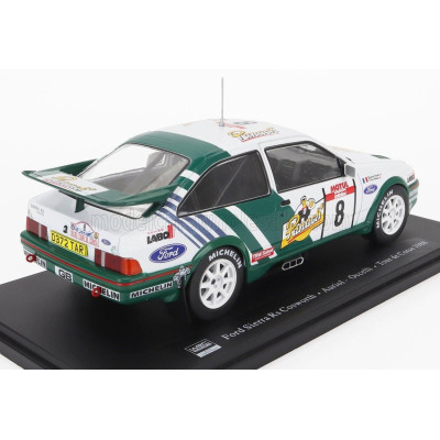EDICOLA FORD ENGLAND SIERRA COSWORTH RS500 N 8 WINNER RALLY TOUR DE CORSE 1988 DIDIER AURIOL - BERNARD OCCELLI - WHITE GREEN 1/2