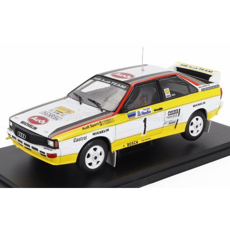 EDICOLA AUDI QUATTRO TEAM AUDI SPORT N 1 WINNER RALLY SWEDEN 1984 STIG BLOMQVIST - BJORN CEDERBERG - WHITE YELLOW BLACK 1/24
