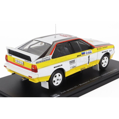 EDICOLA AUDI QUATTRO TEAM AUDI SPORT N 1 WINNER RALLY SWEDEN 1984 STIG BLOMQVIST - BJORN CEDERBERG - WHITE YELLOW BLACK 1/24
