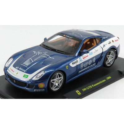 EDICOLA FERRARI 599 GTB FIORANO - PANAMERICANA 20.000 Km 2006 - CON VETRINA - WITH SHOWCASE - BLUE 1/24