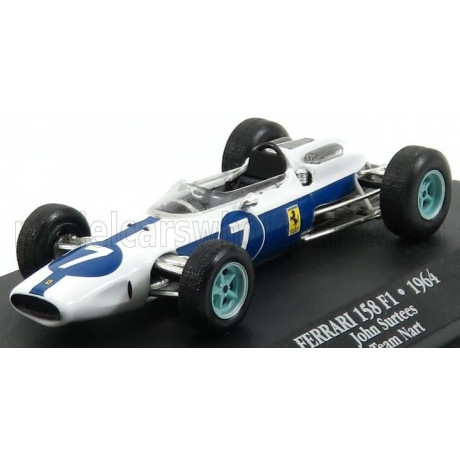 EDICOLA FERRARI F1  158 TEAM N.A.R.T. NORTH AMERICAN RACING N 7 TEAM WORLD CHAMPION SEASON 1964 JOHN SURTEES - WHITE BLUE 1/43