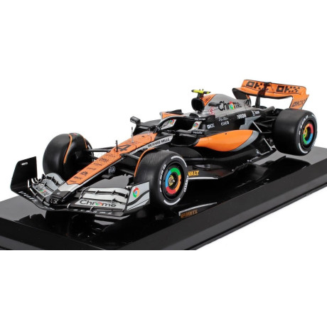 EDICOLA McLAREN F1  MCL60 TEAM McLAREN N 4 2nd BRITISH GP 2023 LANDO NORRIS - BLISTER BOX - ORANGE BLACK 1/24