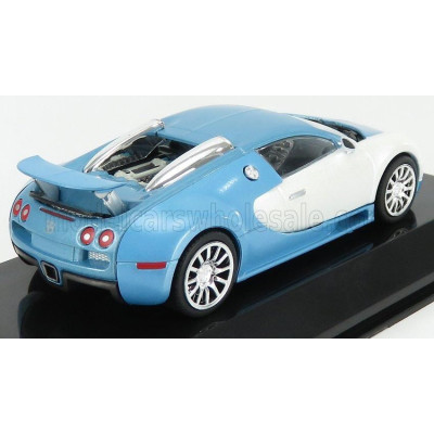 EDICOLA BUGATTI VEYRON 16.4 2005 - CON VETRINA - WITH SHOWCASE - LIGHT BLUE SILVER 1/43