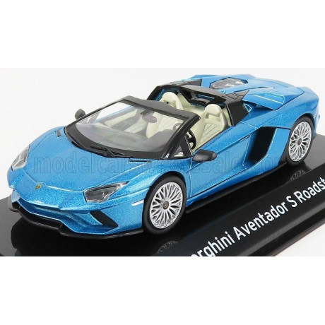 EDICOLA LAMBORGHINI AVENTADOR S ROADSTER 2017 - CON VETRINA - WITH SHOWCASE - BLUE MET 1/43